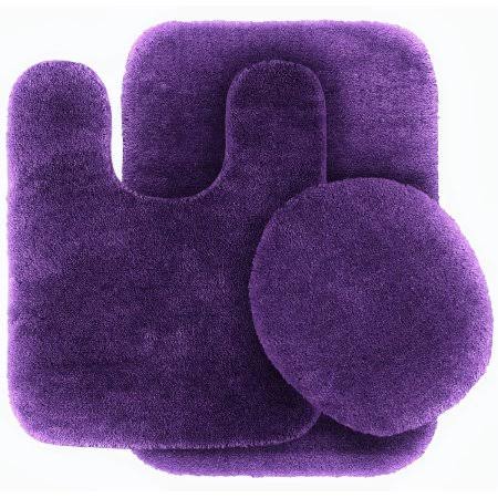 Sam 3PC #6 Purple Banded Bathroom Set Bath Mat Countour Rug Lid Cover Plain Solid Colors - Product image 1