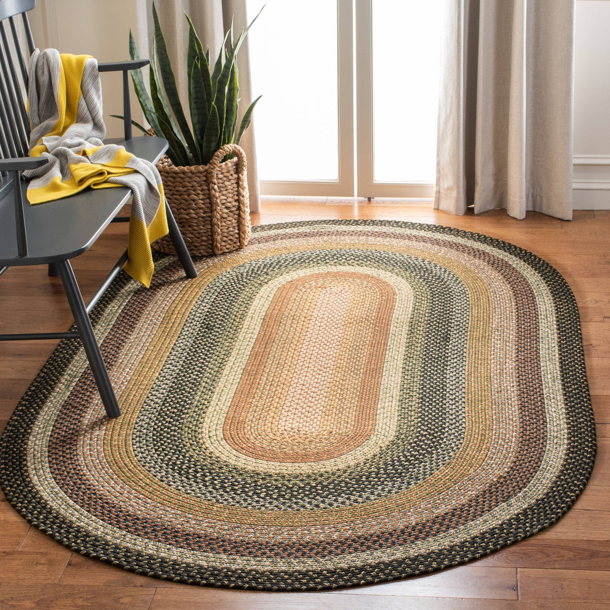 Safavieh Braided Blue/Multi Area Rug; Oval 5' x 8' - Product image 1