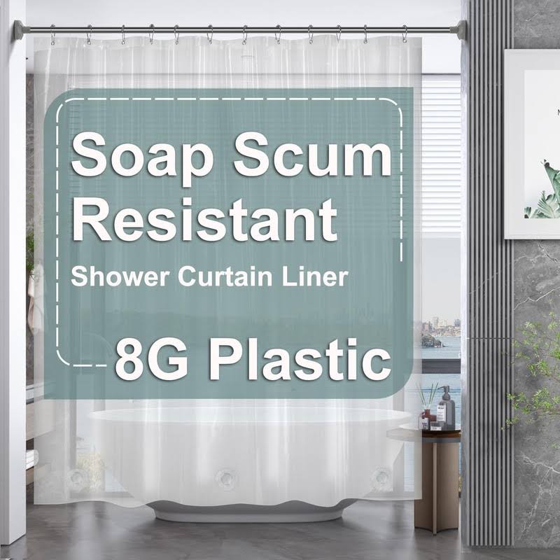 AmazerBath Plastic Shower Curtain, 72 x 72 Inches Peva Heavy Duty Clear Shower Curtain - Product image 1