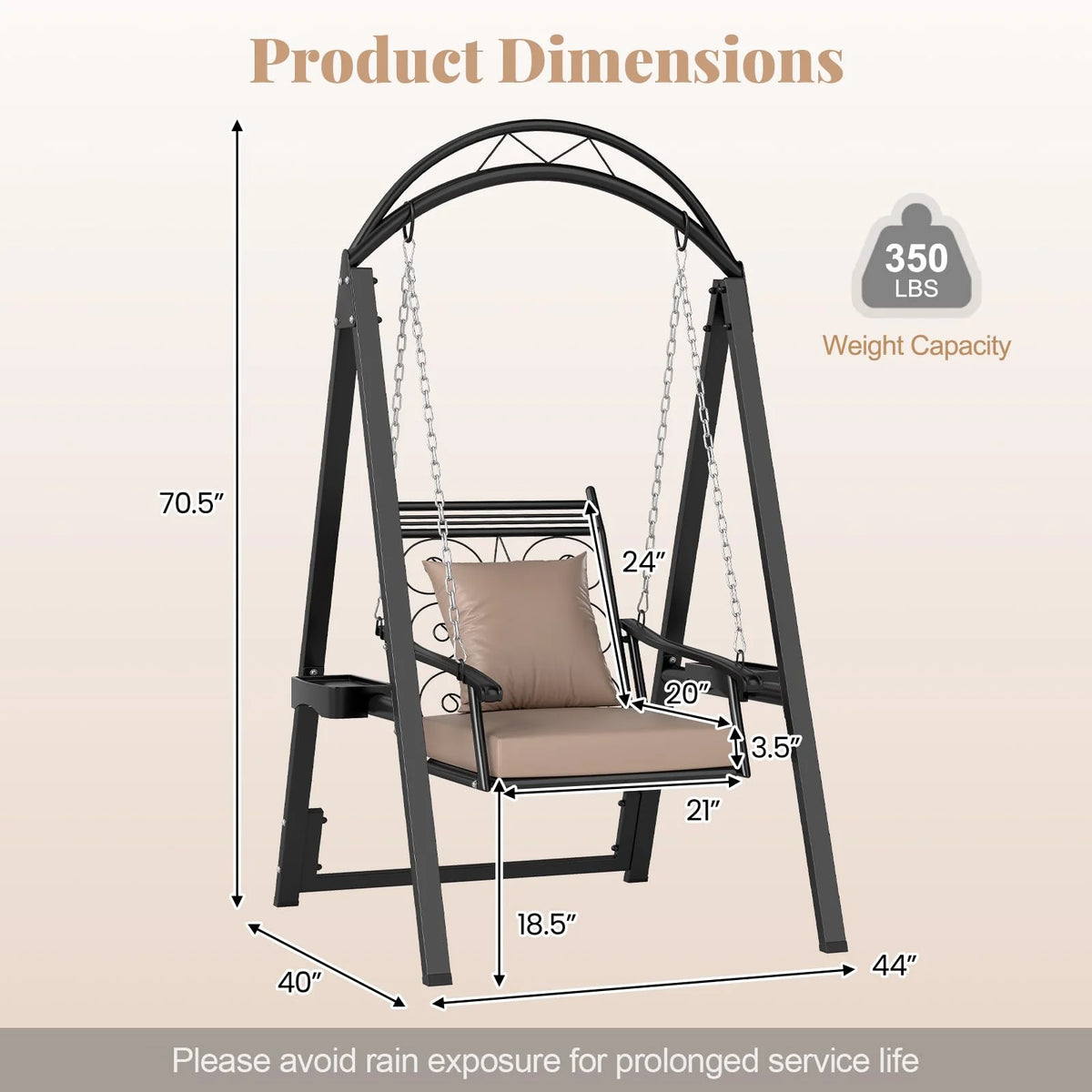 Tangkula Outdoor Patio Swing with Heavy-Duty Metal Frame - Product image 3