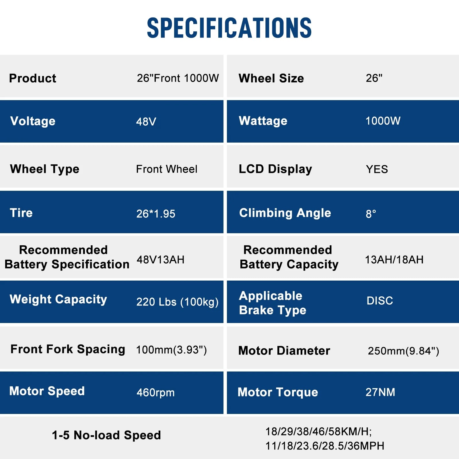 Ktaxon 48V 1000W Electric Bicycle Motor Kit, 26" Front Wheel E - Bike Conversion Kit W/ LCD Display - Product image 9