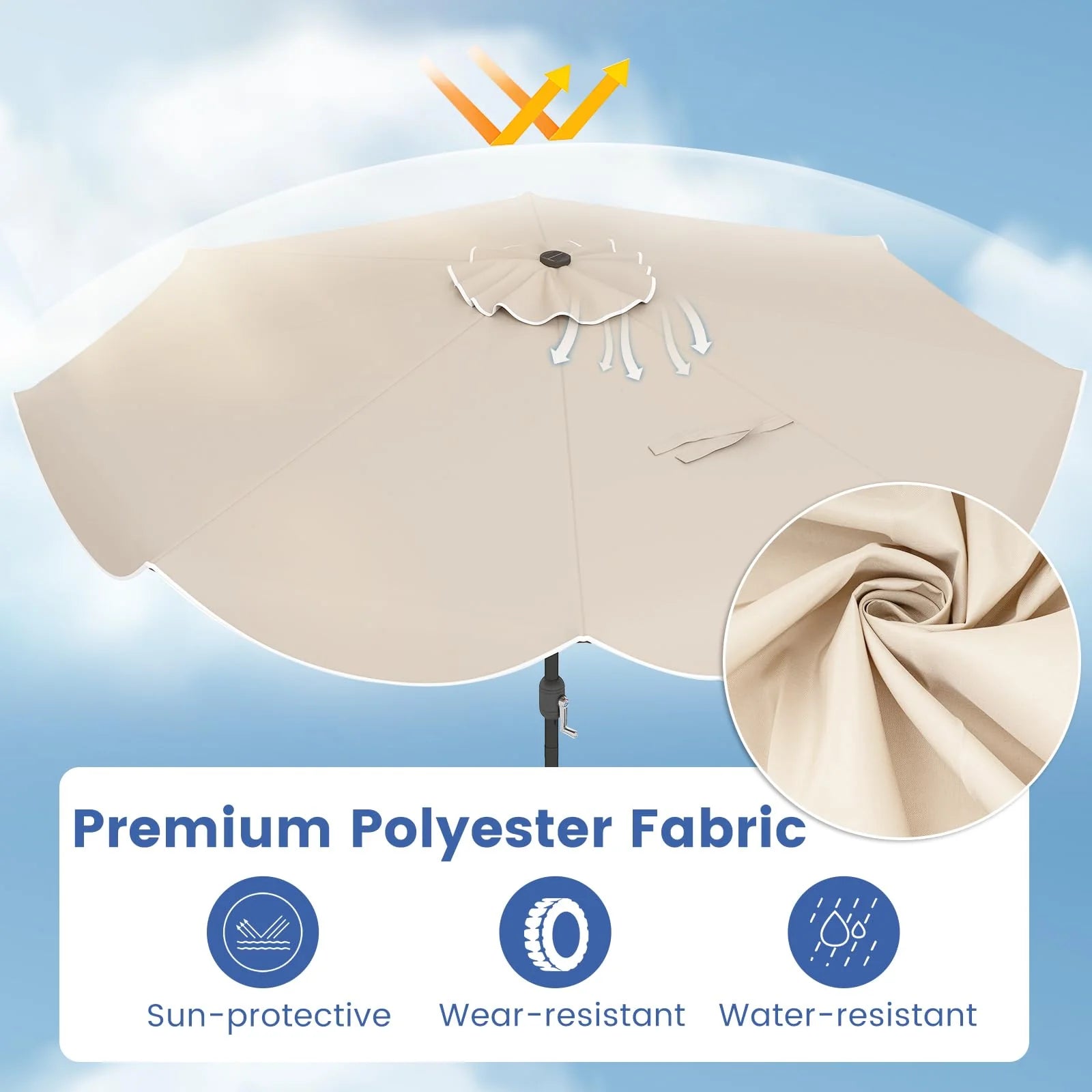 Tangkula 10 FT Solar Patio Umbrella with Base Included - Product image 8