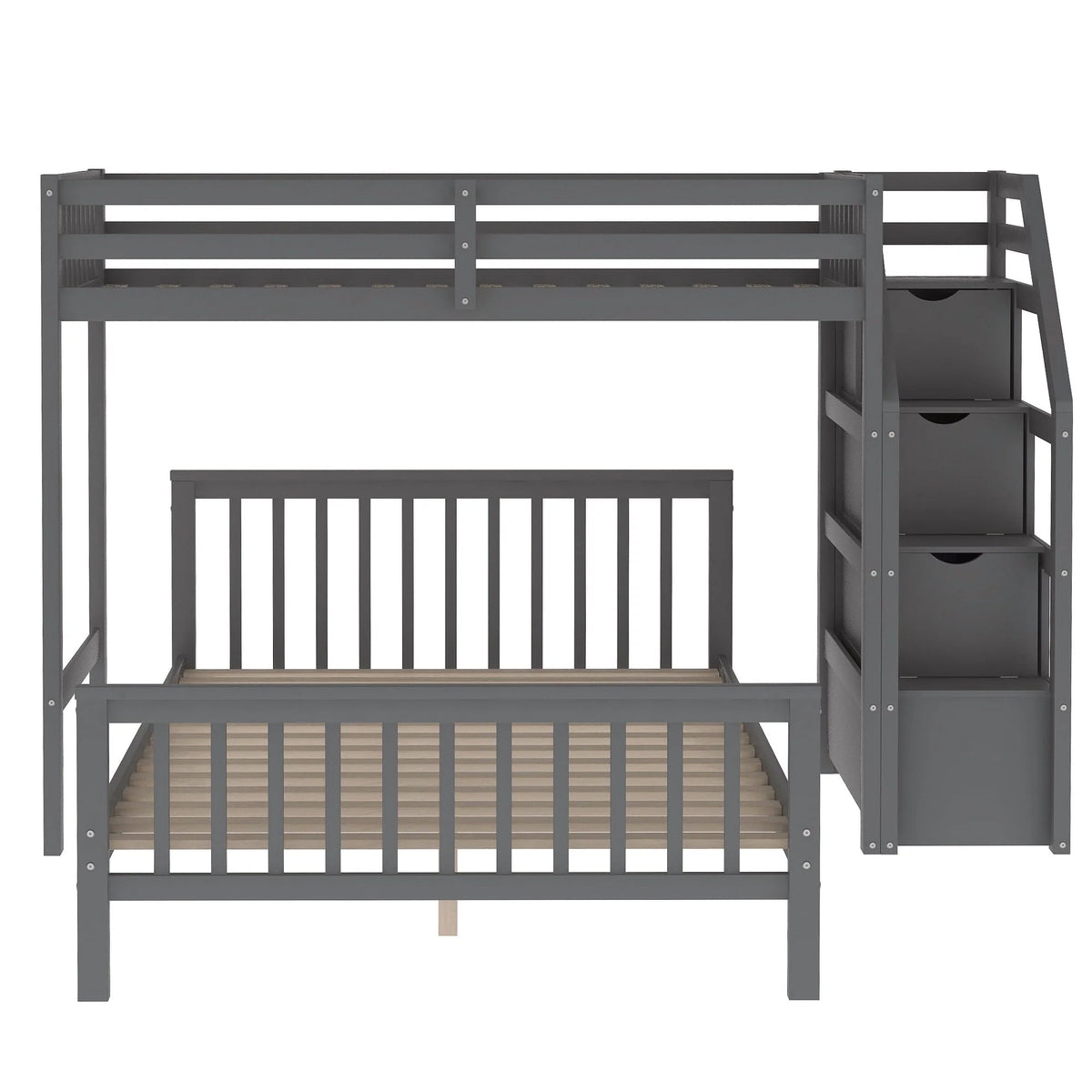 Euroco Wood Stairway Twin Loft Bed with Full Platform and Drawer - Product image 4