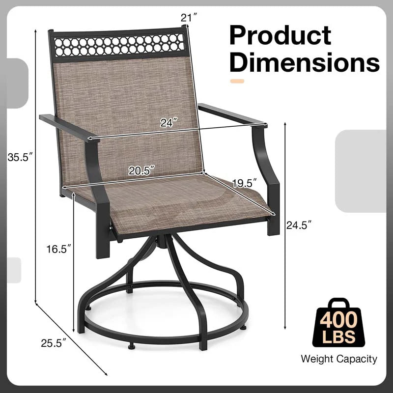 Outdoor Swivel Dining Chairs Set of 2/4 with Quick-Drying Fabric & Metal Frame - Product image 8