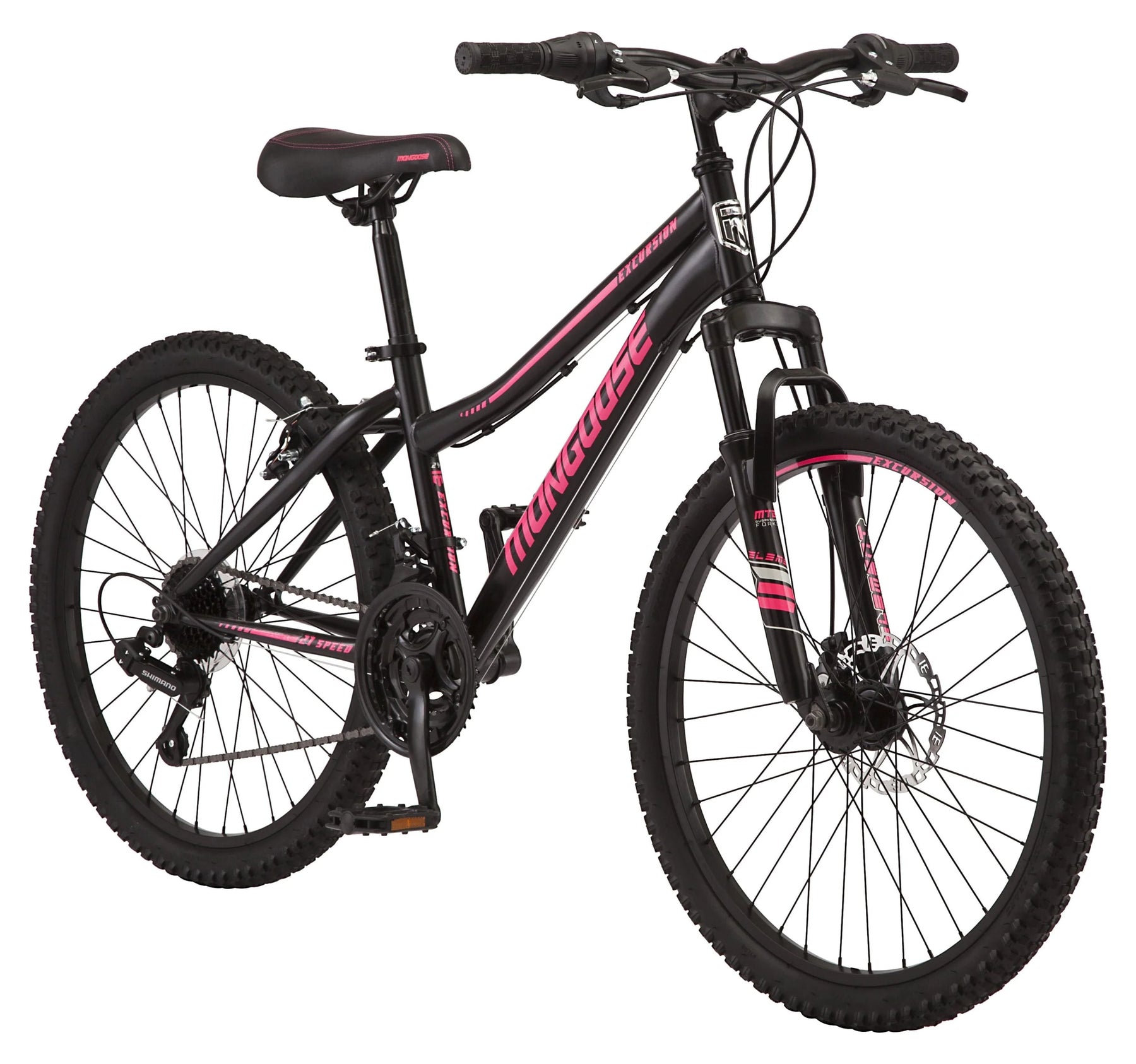 Mongoose 24 - In. Excursion Unisex Mountain Bike, Black, 21 Speeds - Product image 1