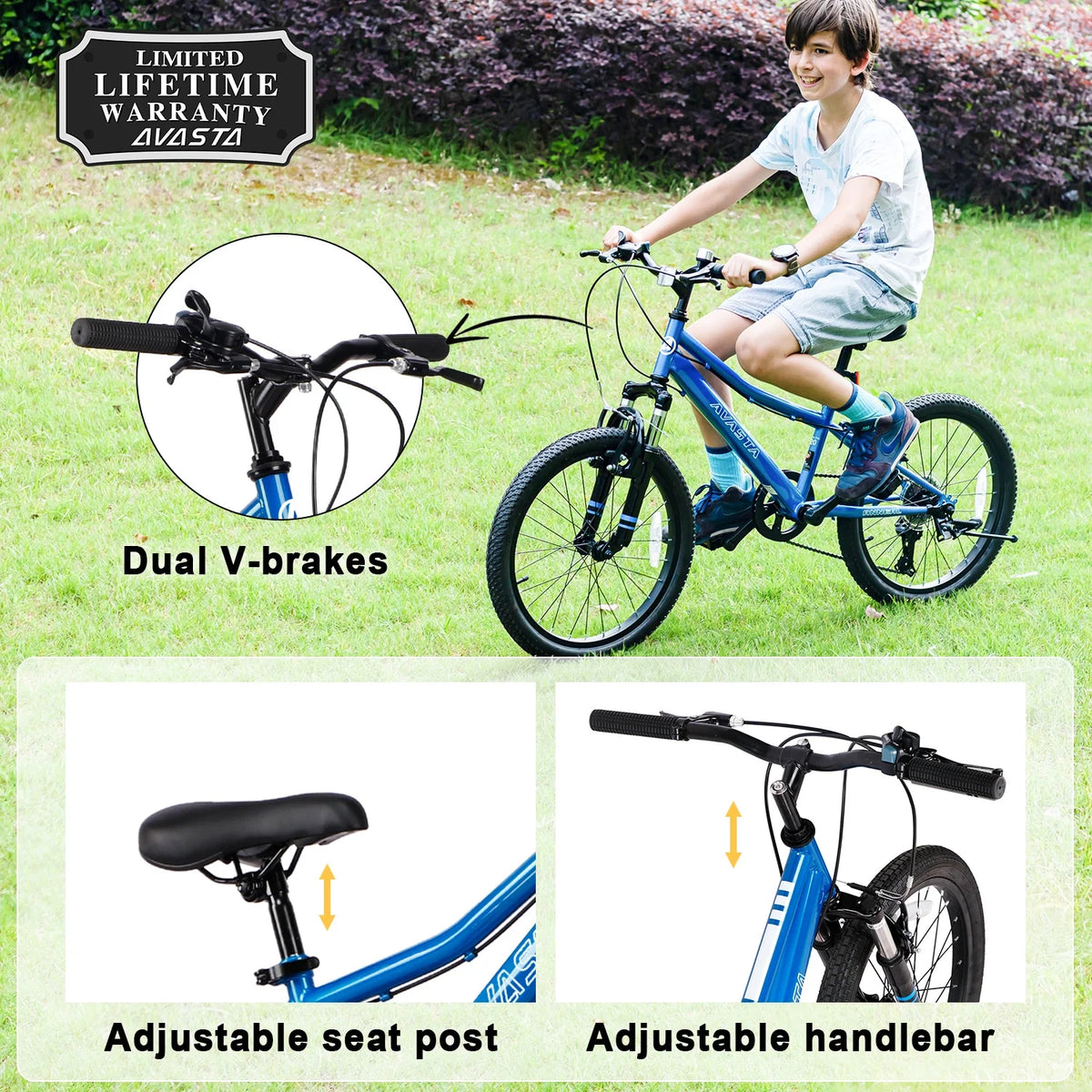 AVASTA 20'' Big Kids Mountain Bike for Age 6 7 8 9 10 11 12 Years Old Boys Girls Teen with Suspension Fork - Product image 15