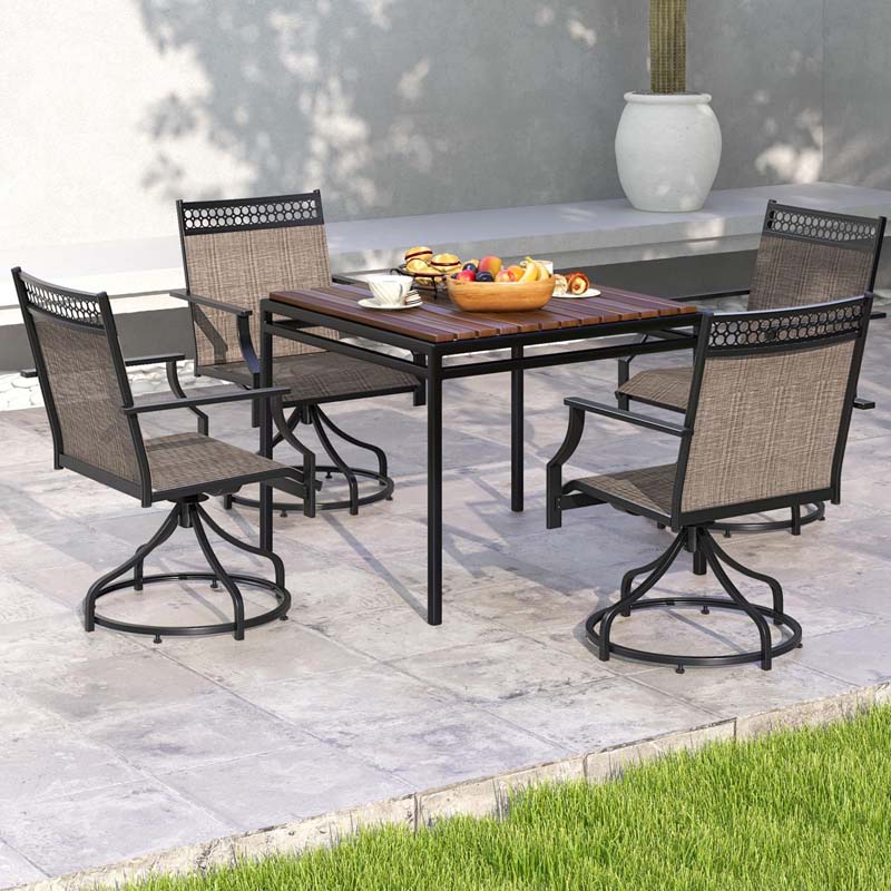 Outdoor Swivel Dining Chairs Set of 2/4 with Quick-Drying Fabric & Metal Frame - Product image 5