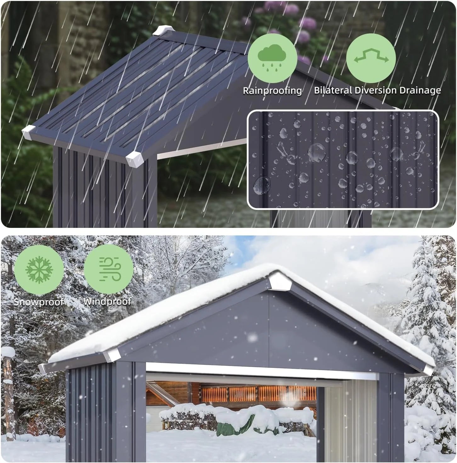 AECOJOY 5x2 Outdoor Storage Shed, Firewood Rack Waterproof Metal Tool Sheds - Product image 5