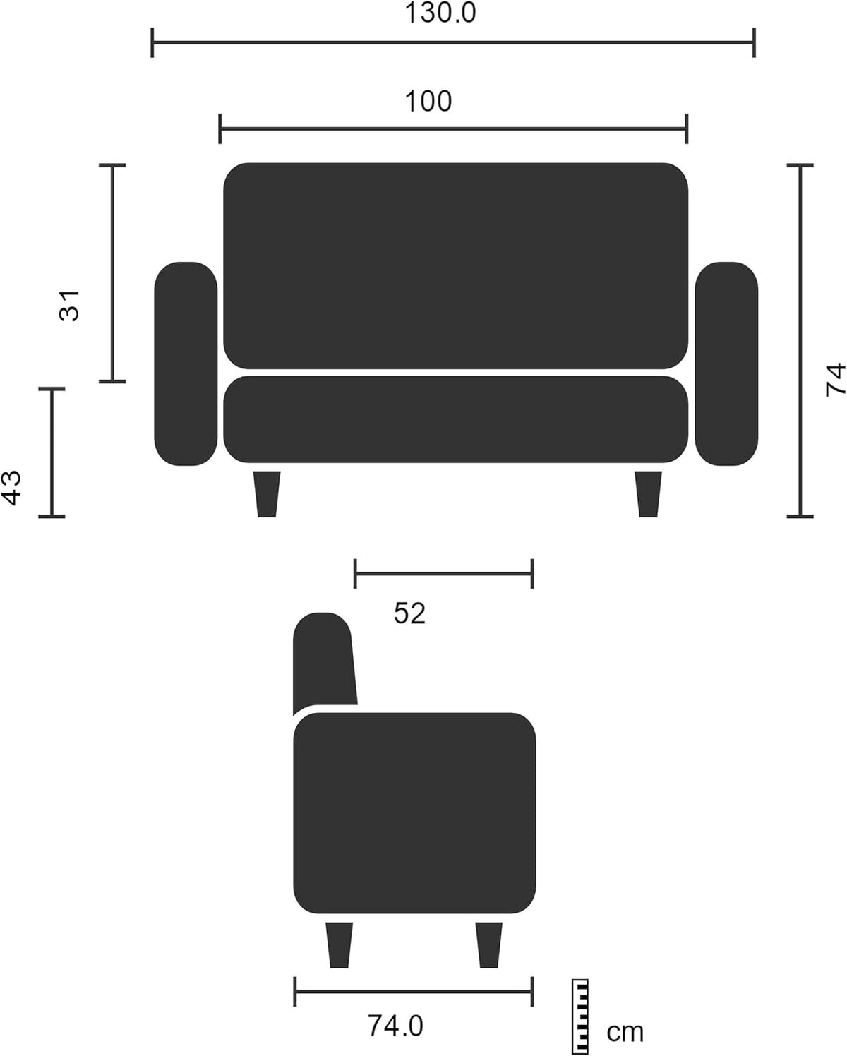 hjh OFFICE Curacao Lounge Sofa Black Faux Leather
