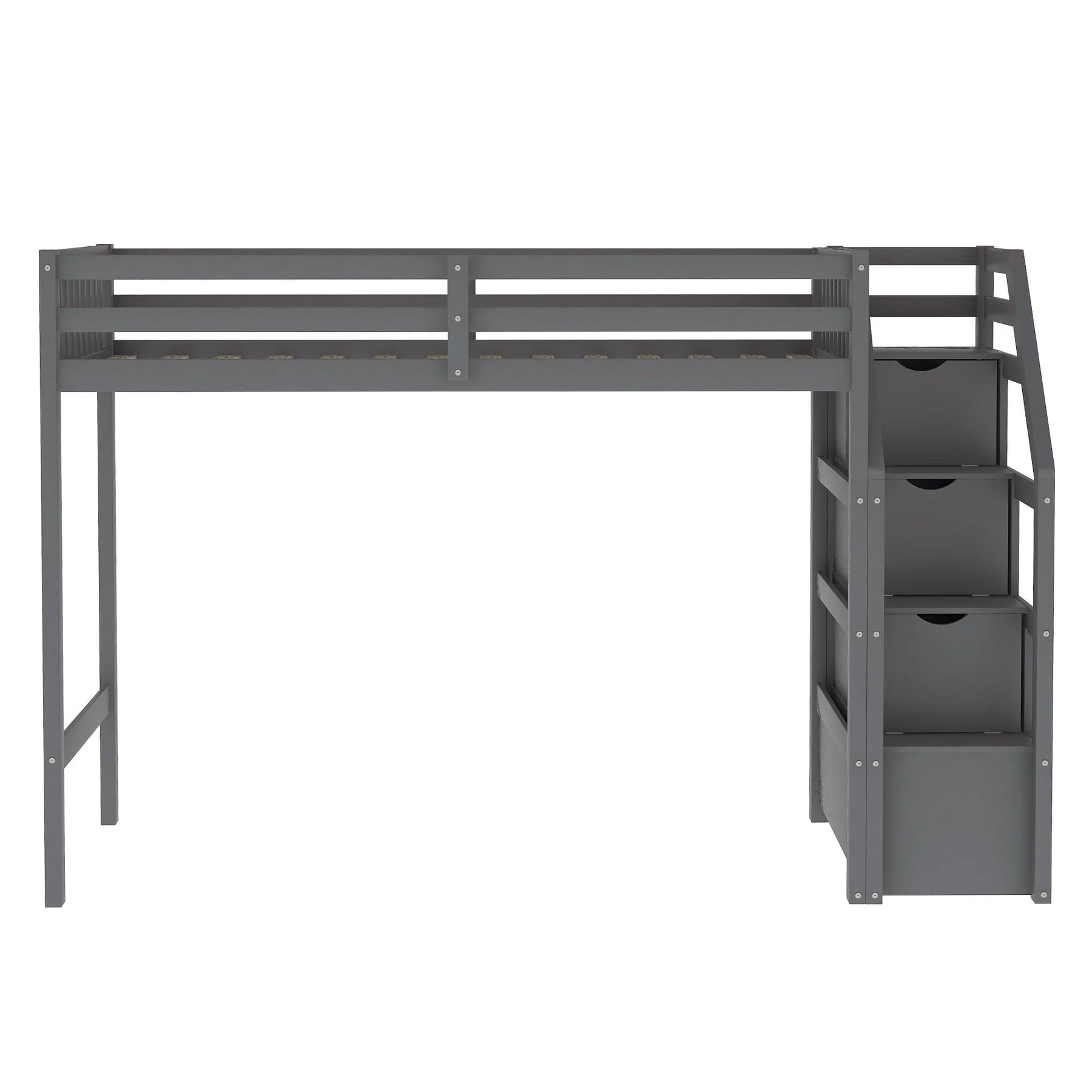 Euroco Wood Stairway Twin Loft Bed with Full Platform and Drawer - Product image 8