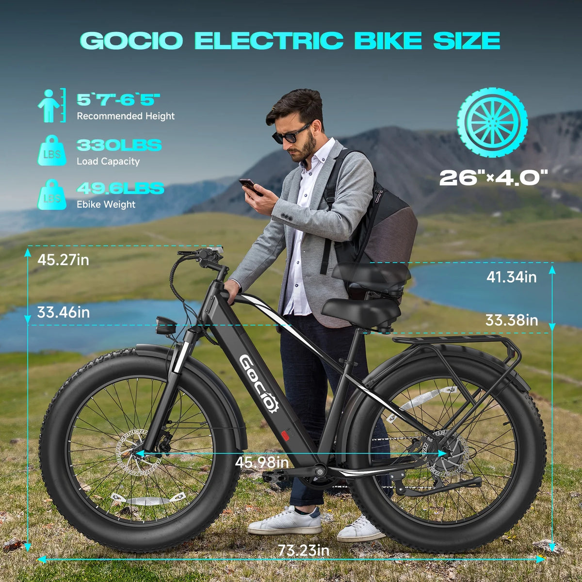Gocio Electric Bike, 26"x4.0" Fat Tire E - Mountain Bike, Peak 1000W Motor - Product image 26