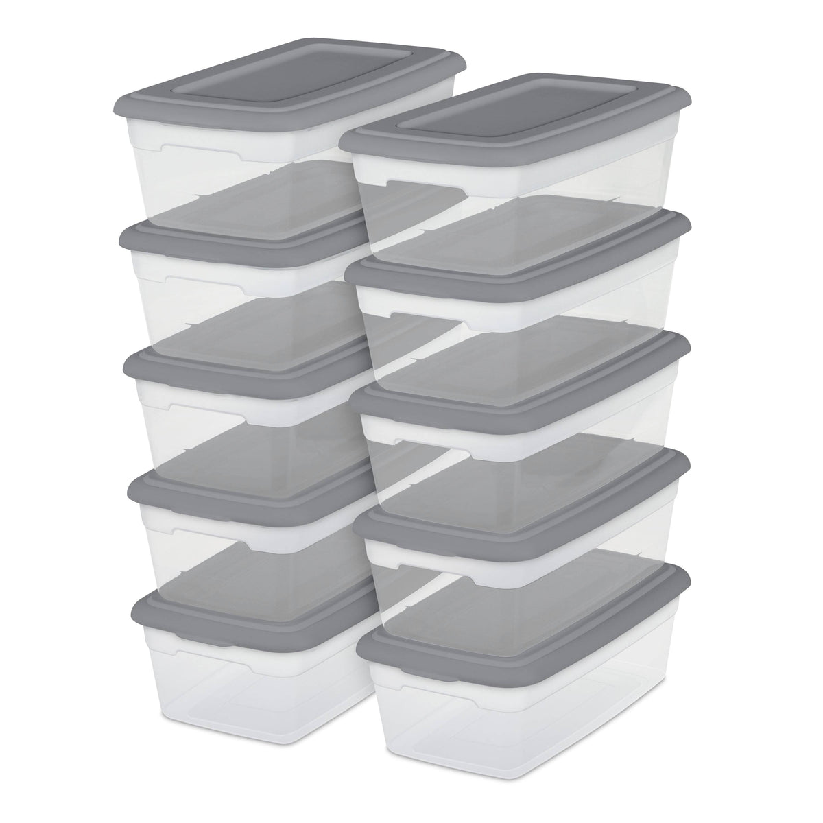 Sterilite Plastic Set of (10) 6 Qt. Storage Boxes Titanium - Product image 1