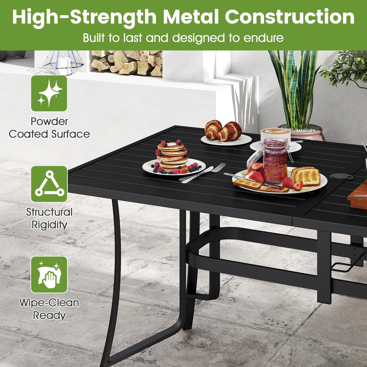 Tangkula 66" x 33" Metal Patio Dining Table for 6 - Product image 6