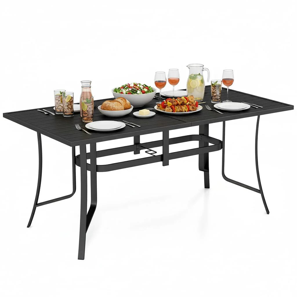 Tangkula 66" x 33" Metal Patio Dining Table for 6 - Product image 1