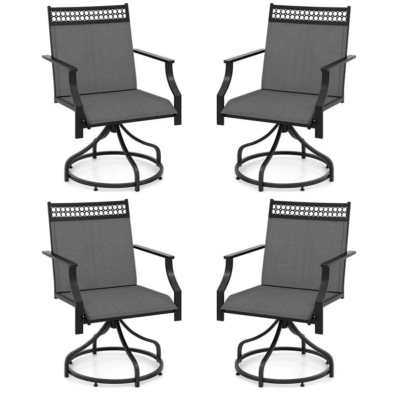 Outdoor Swivel Dining Chairs Set of 2/4 with Quick-Drying Fabric & Metal Frame - Product image 12