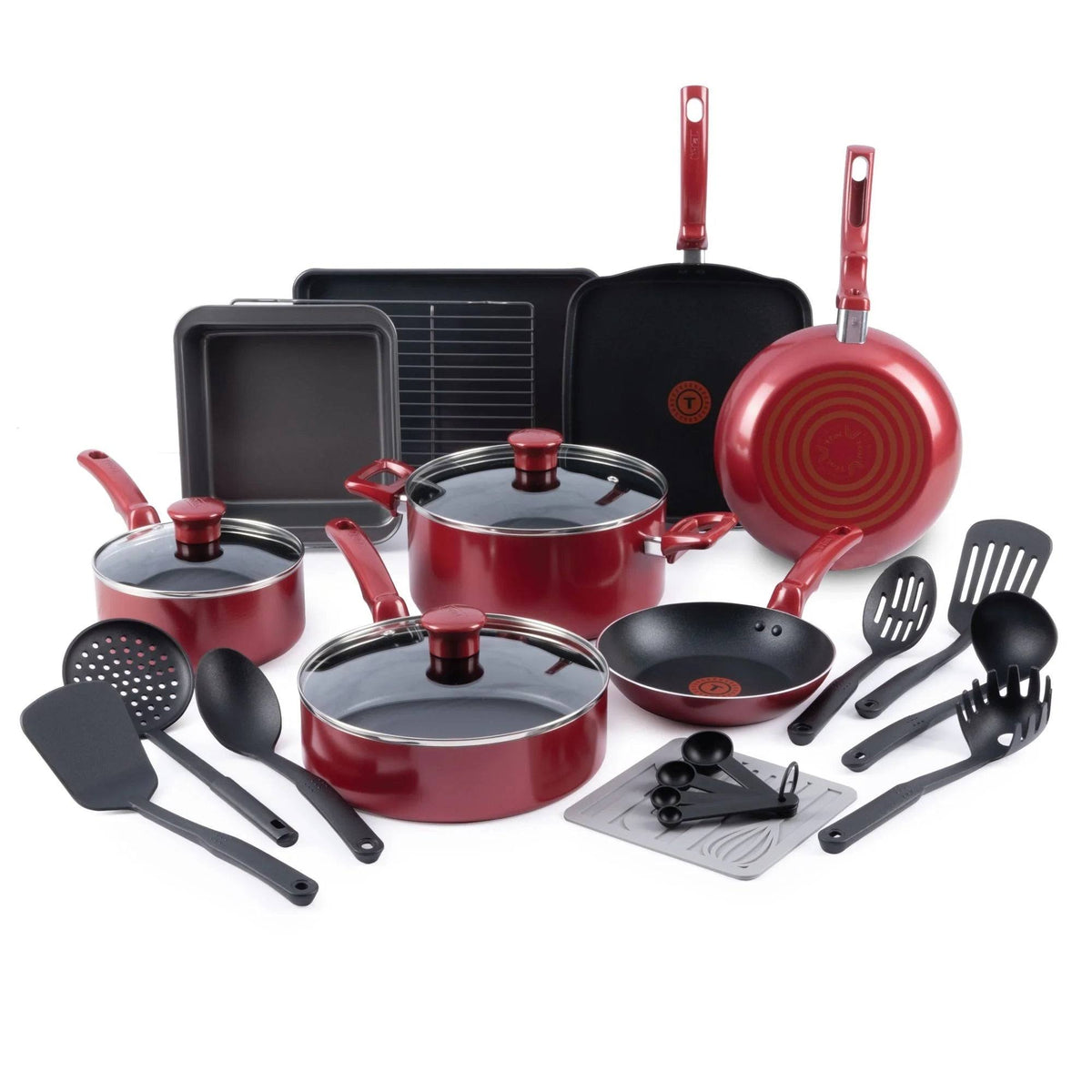 T-Fal B496SLDI Kitchen Solutions 21pc Cookware Set, Red - Product image 1