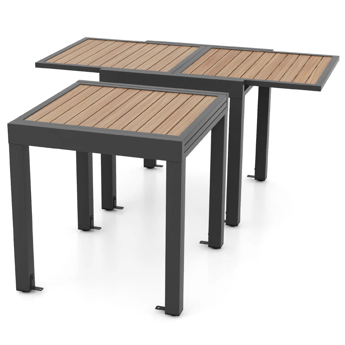 Extendable aluminum garden table adjustable from 80 to 160 cm rectangular outdoor dining table for 4-6 people natural 20_0009421 -