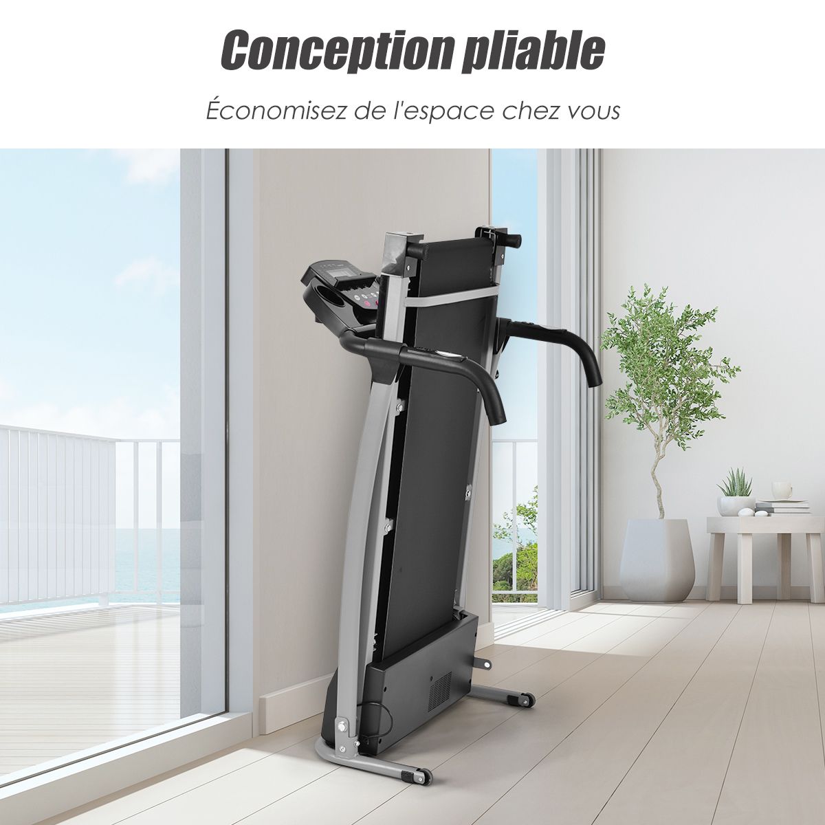 Foldable Electric Treadmill with Screen and Heart Rate Monitor with Speed from 1 to 10 km/h and 12 Programs Black -