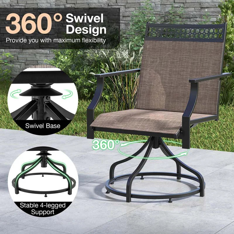 Outdoor Swivel Dining Chairs Set of 2/4 with Quick-Drying Fabric & Metal Frame - Product image 7