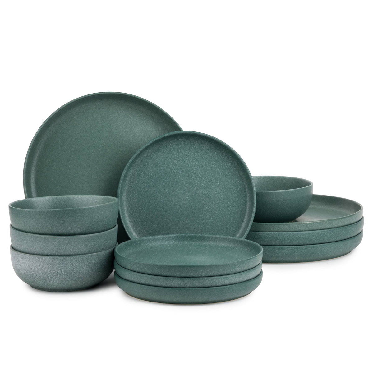 Thyme & Table 12-Piece Stoneware Dinnerware Set, Caspian Green - Product image 1