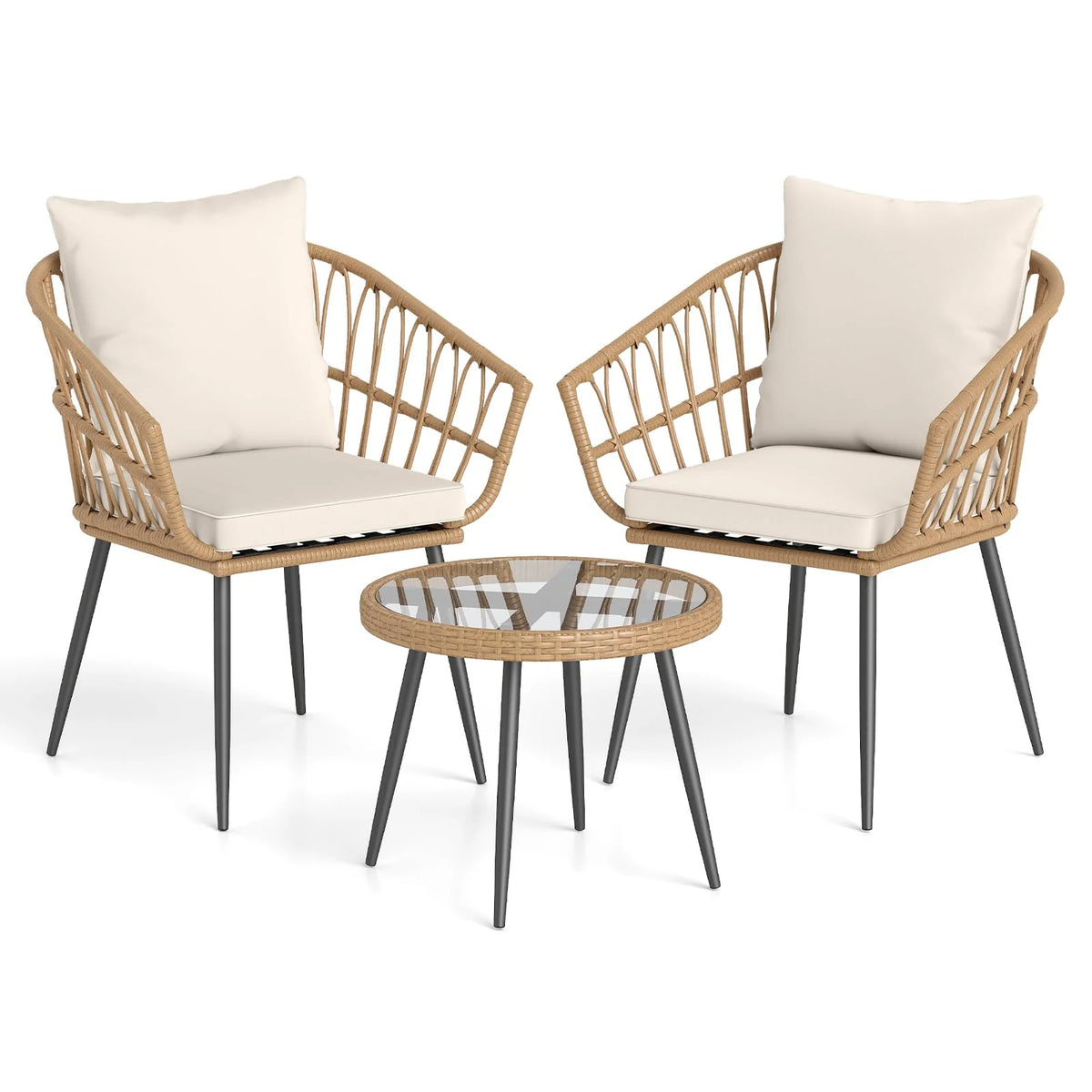 Tangkula 3 Piece Patio Bistro Set with Metal Frame for Balcony - Product image 1