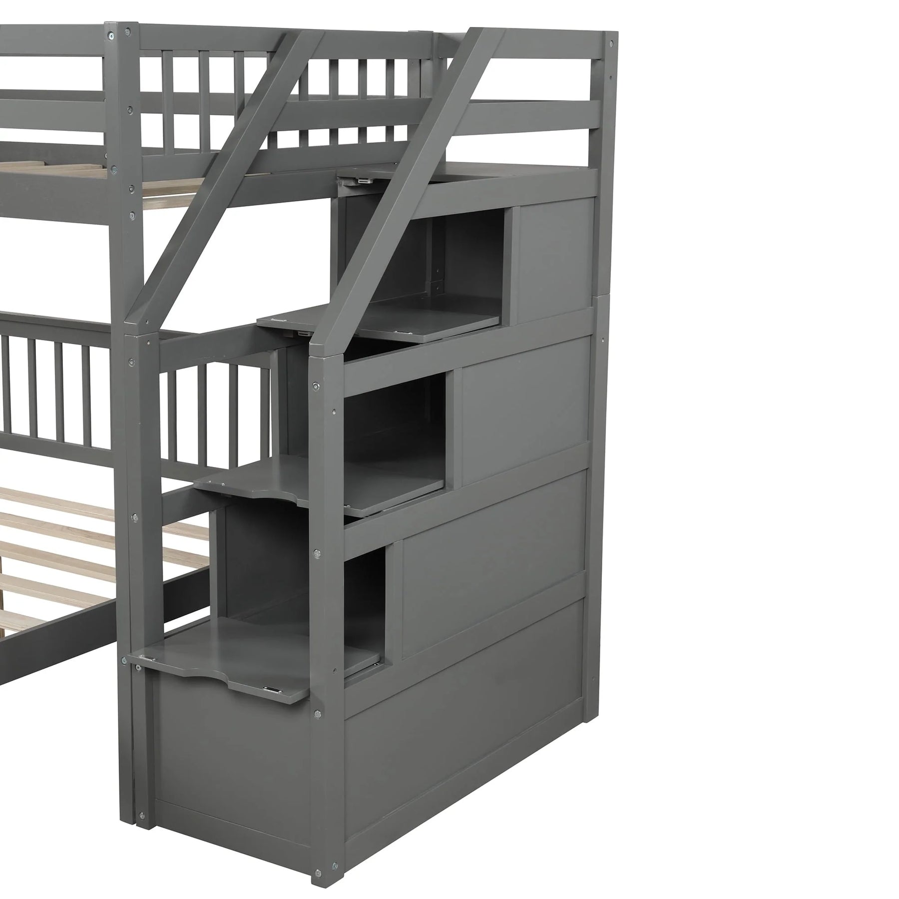 Euroco Wood Stairway Twin Loft Bed with Full Platform and Drawer - Product image 11