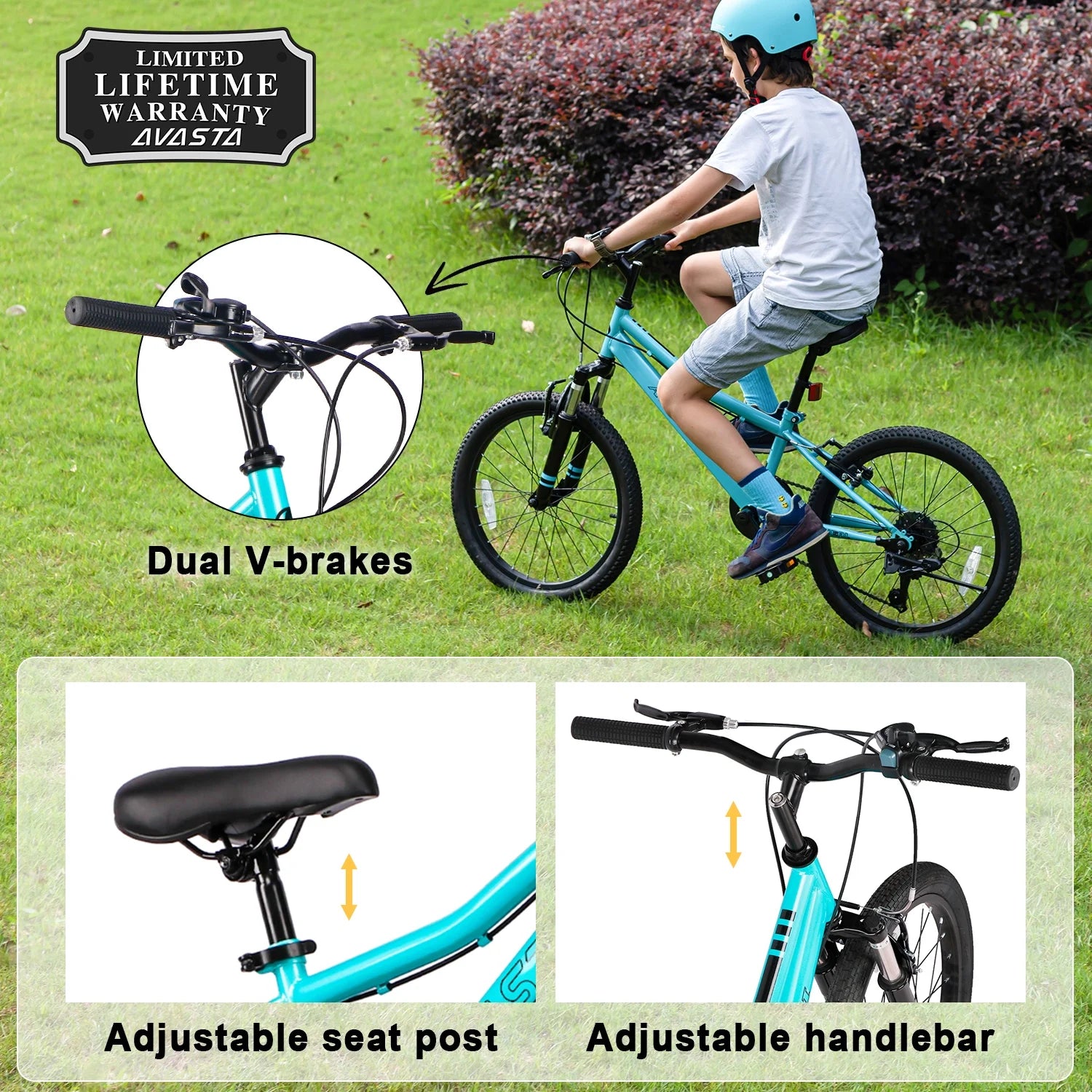 AVASTA 20'' Big Kids Mountain Bike for Age 6 7 8 9 10 11 12 Years Old Boys Girls Teen with Suspension Fork - Product image 2