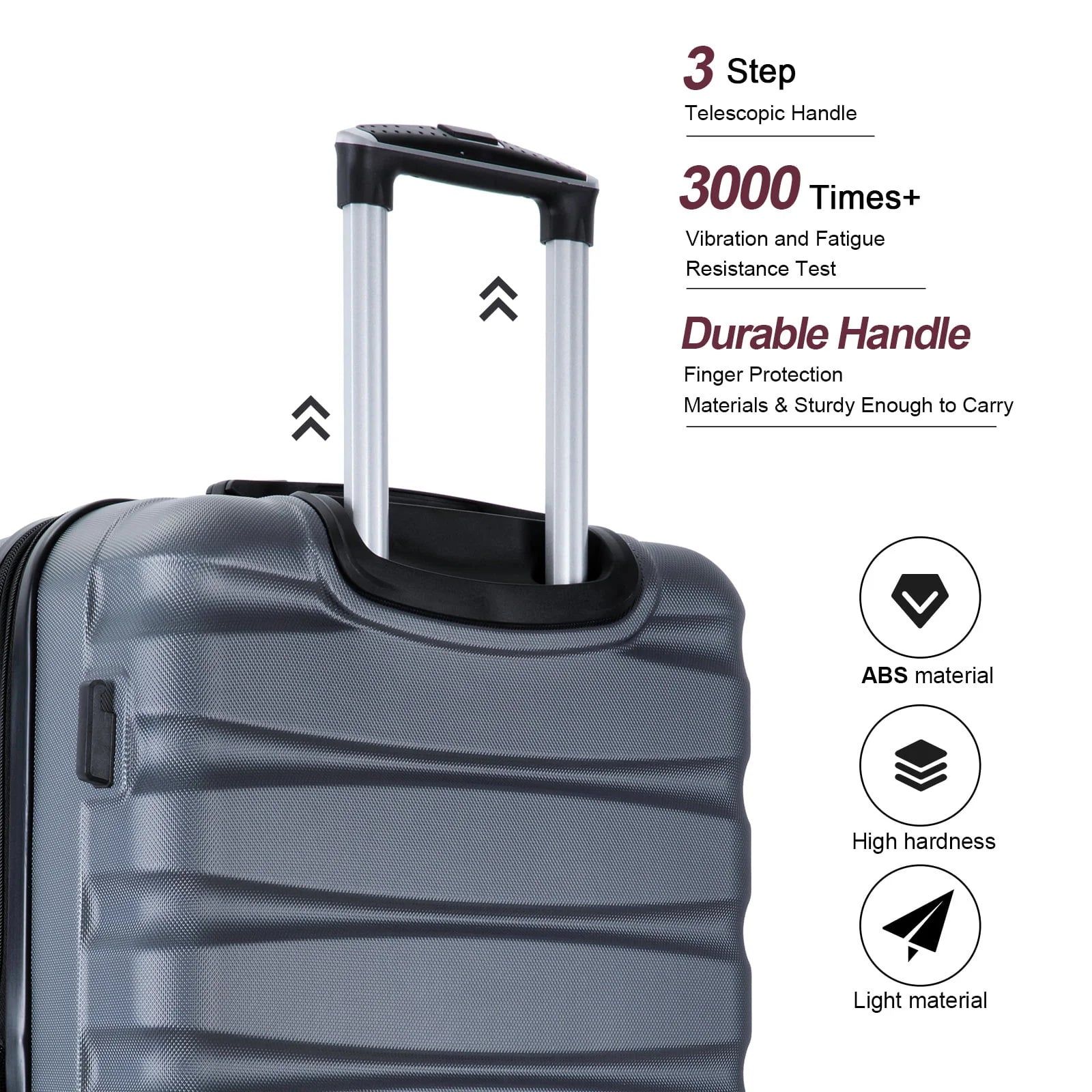 Travelhouse 3 Piece Luggage Set Expandable Hardshell Lightweight Suitcase with TSA Lock Spinner Wheels 20in24in28in.(Gray)