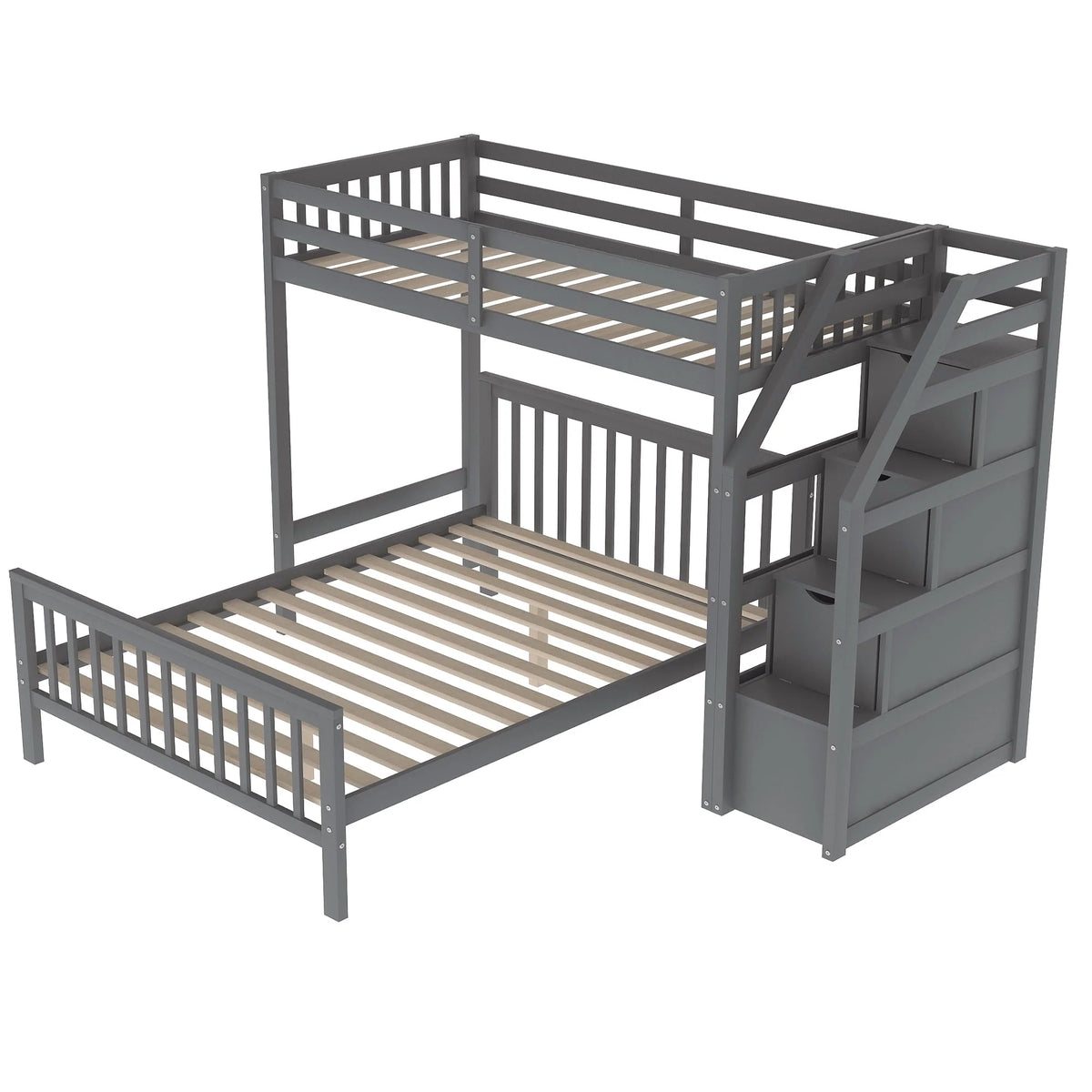 Euroco Wood Stairway Twin Loft Bed with Full Platform and Drawer - Product image 6