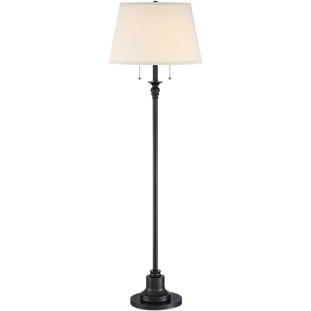 Spenser Traditional Floor Lamp Oiled Bronze Linen Fabric Drum Shade for Living Room Reading Bedroom Office - Product image 1