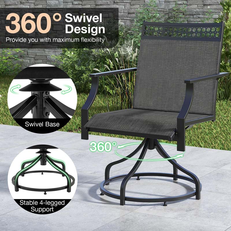 Outdoor Swivel Dining Chairs Set of 2/4 with Quick-Drying Fabric & Metal Frame - Product image 17