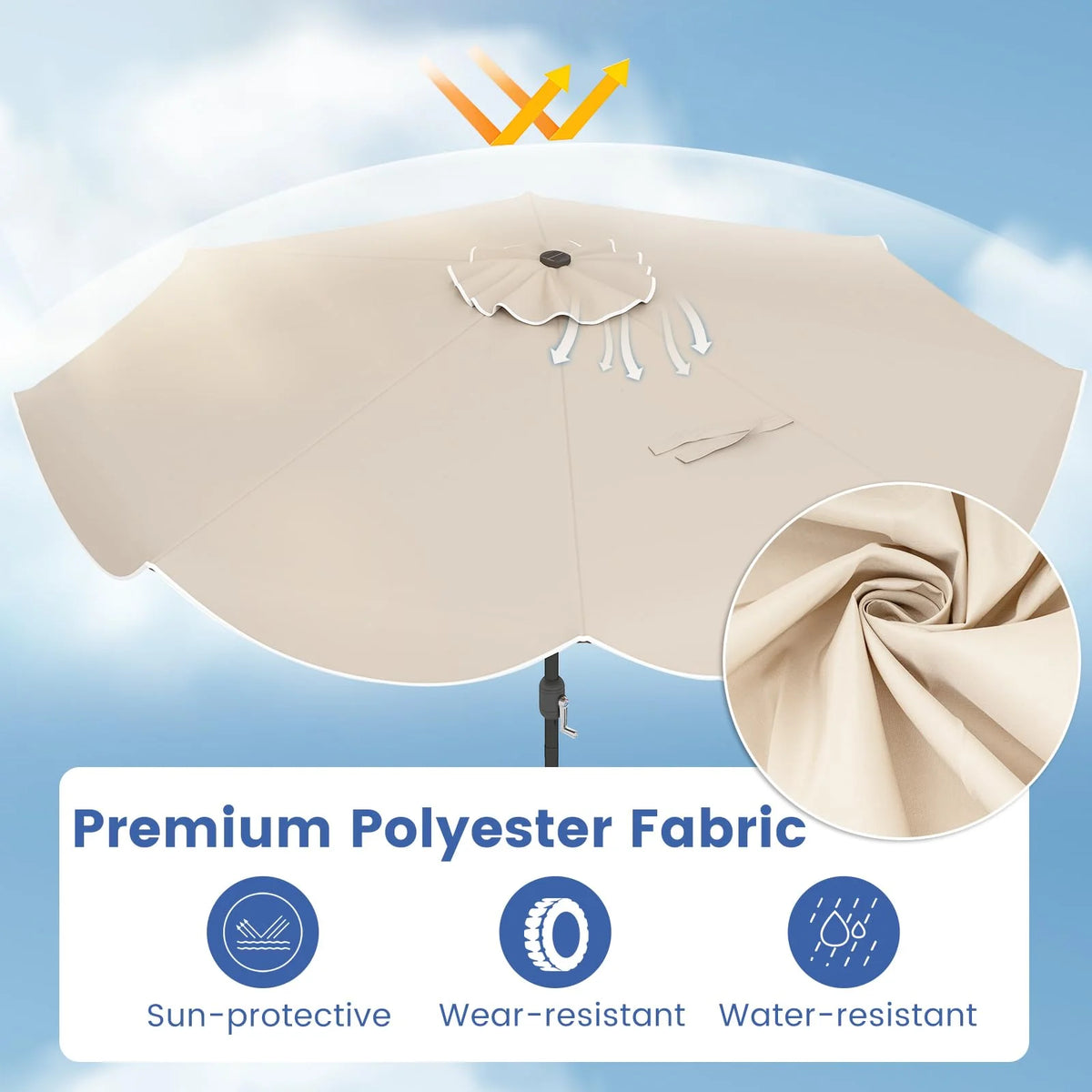 Tangkula 10 FT Solar Patio Umbrella with Base Included - Product image 8