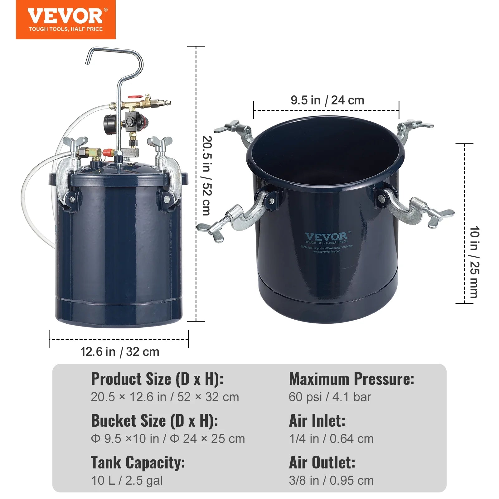 SKYSHALO Spray Paint Pressure Pot Tank, 10 L/2.5gal Air Paint Pressure Pot - Product image 7