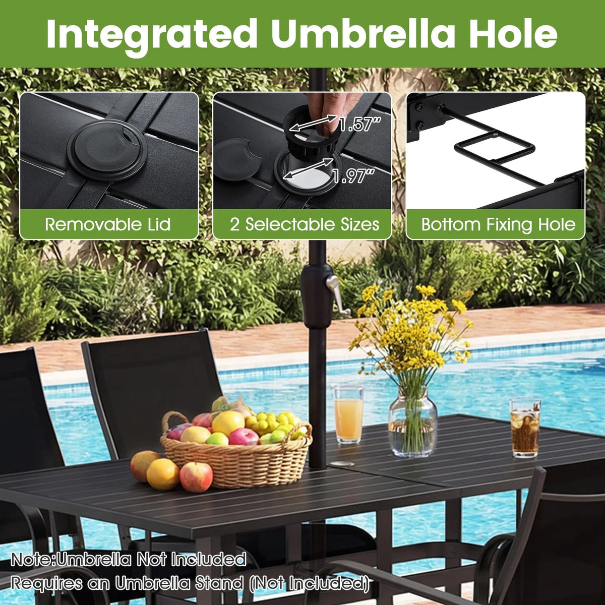 Tangkula 66" x 33" Metal Patio Dining Table for 6 - Product image 7
