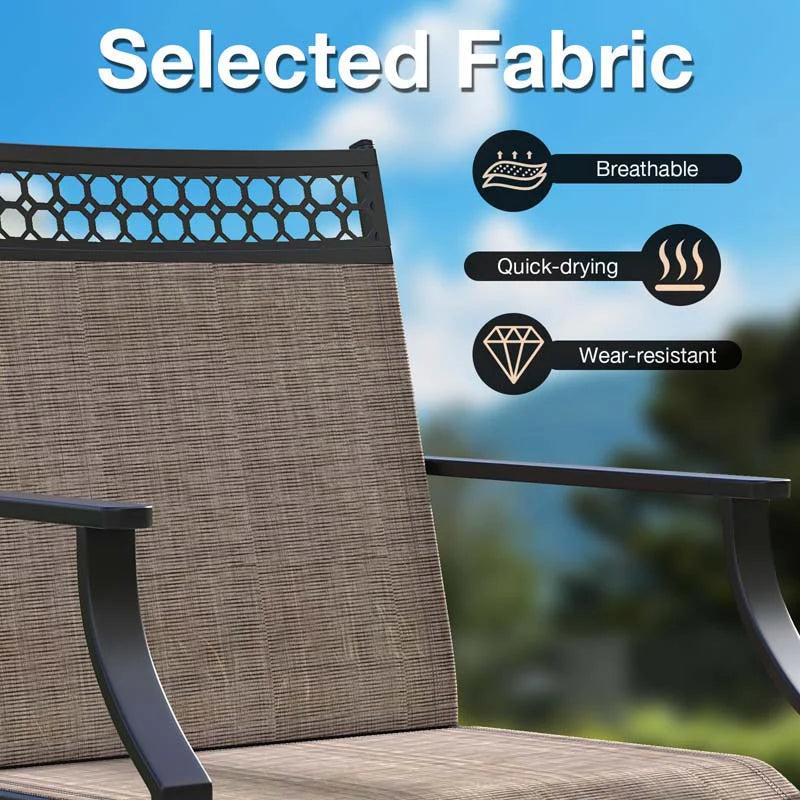 Outdoor Swivel Dining Chairs Set of 2/4 with Quick-Drying Fabric & Metal Frame - Product image 9