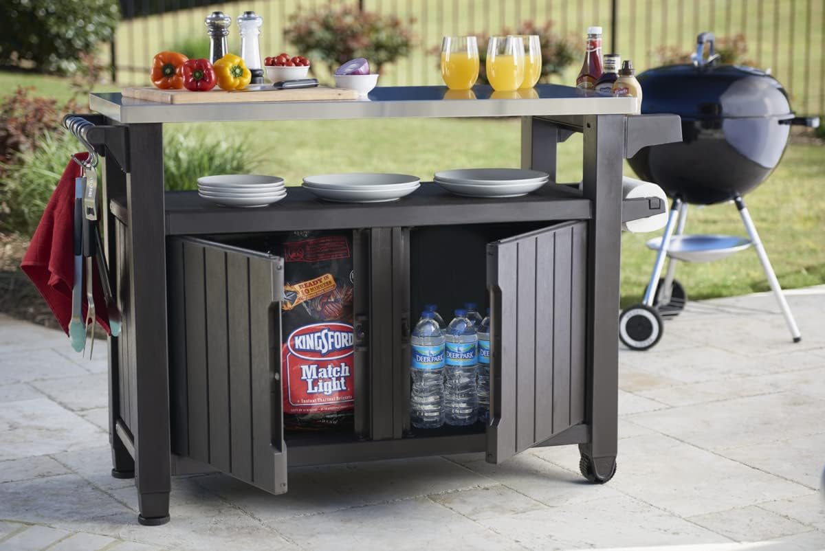 UNITY XL Gray Barbecue Prep Cart - 207 L - 134 x 51.7 x 89.6 cm