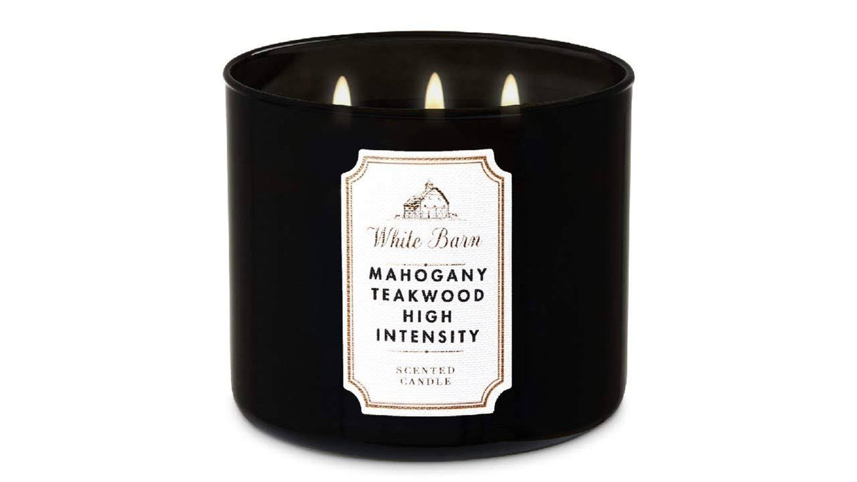 Bath & Body Works White Barn 3-Wick Candle in Mahogany Teakwood High Intensity - Product image 1