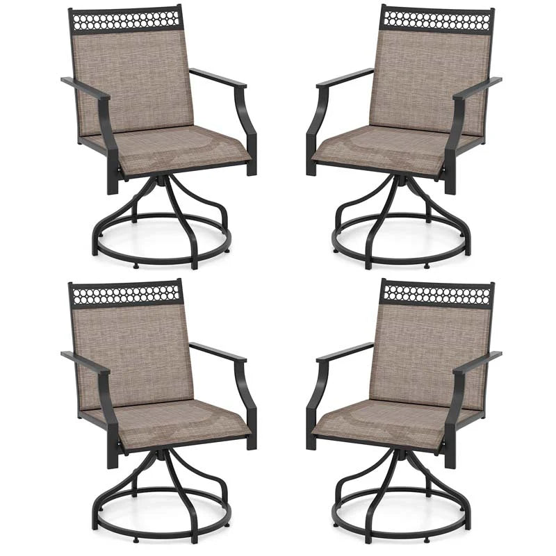 Outdoor Swivel Dining Chairs Set of 2/4 with Quick-Drying Fabric & Metal Frame - Product image 2