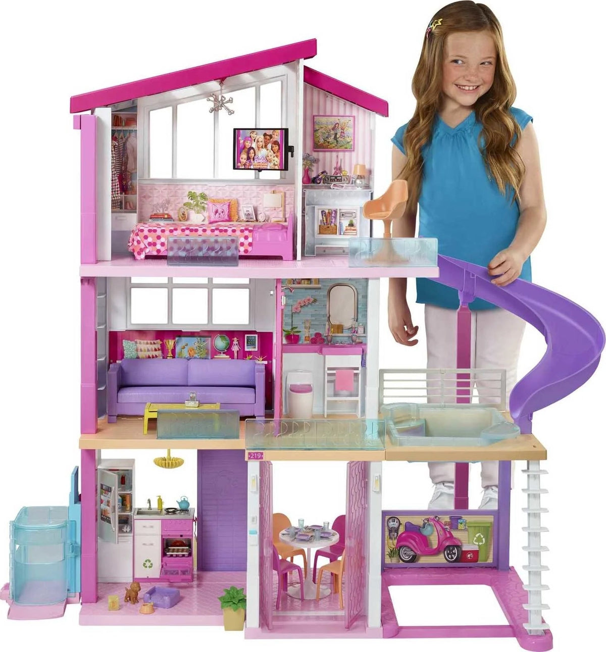 2025 Barbie DreamHouse dollhouse with over 70 accessories, working elevator, lights and sounds -