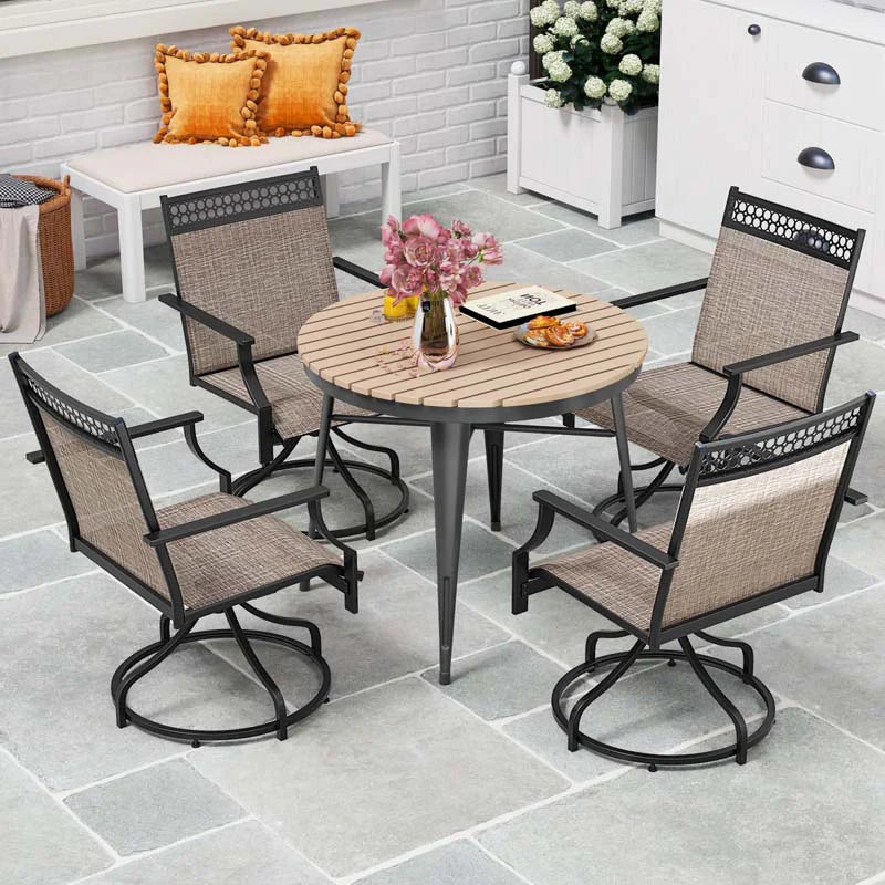 Outdoor Swivel Dining Chairs Set of 2/4 with Quick-Drying Fabric & Metal Frame - Product image 6