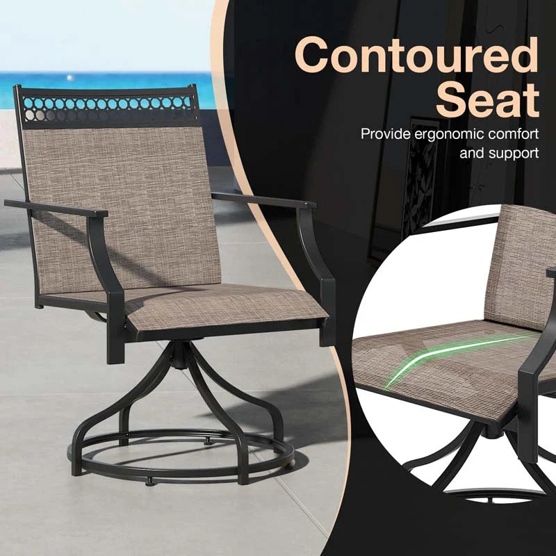 Outdoor Swivel Dining Chairs Set of 2/4 with Quick-Drying Fabric & Metal Frame - Product image 10