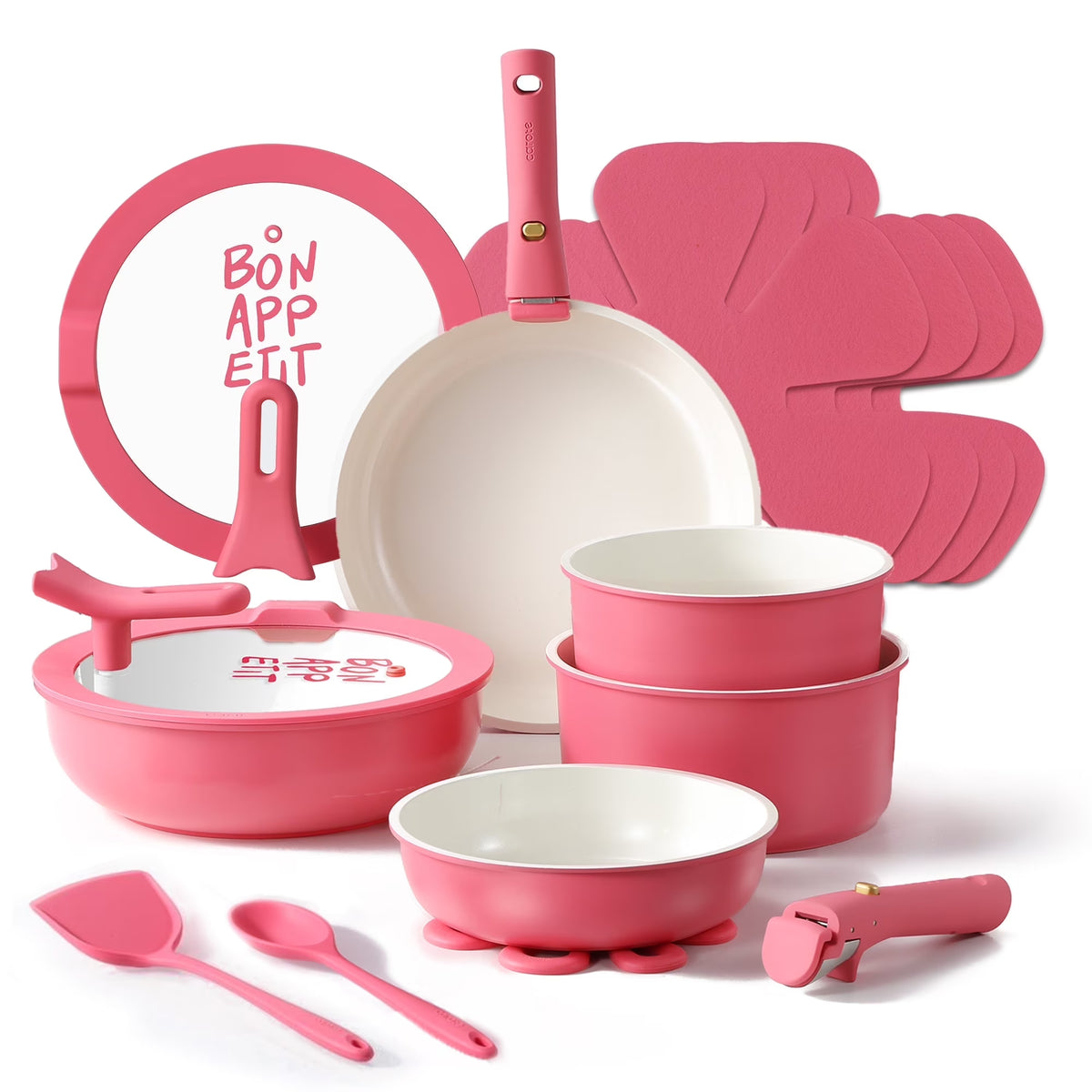 Carote 18 Pcs Ceramic Nonstick Cookware Set, Pots and Pans Set with Detachable Handles - Product image 3