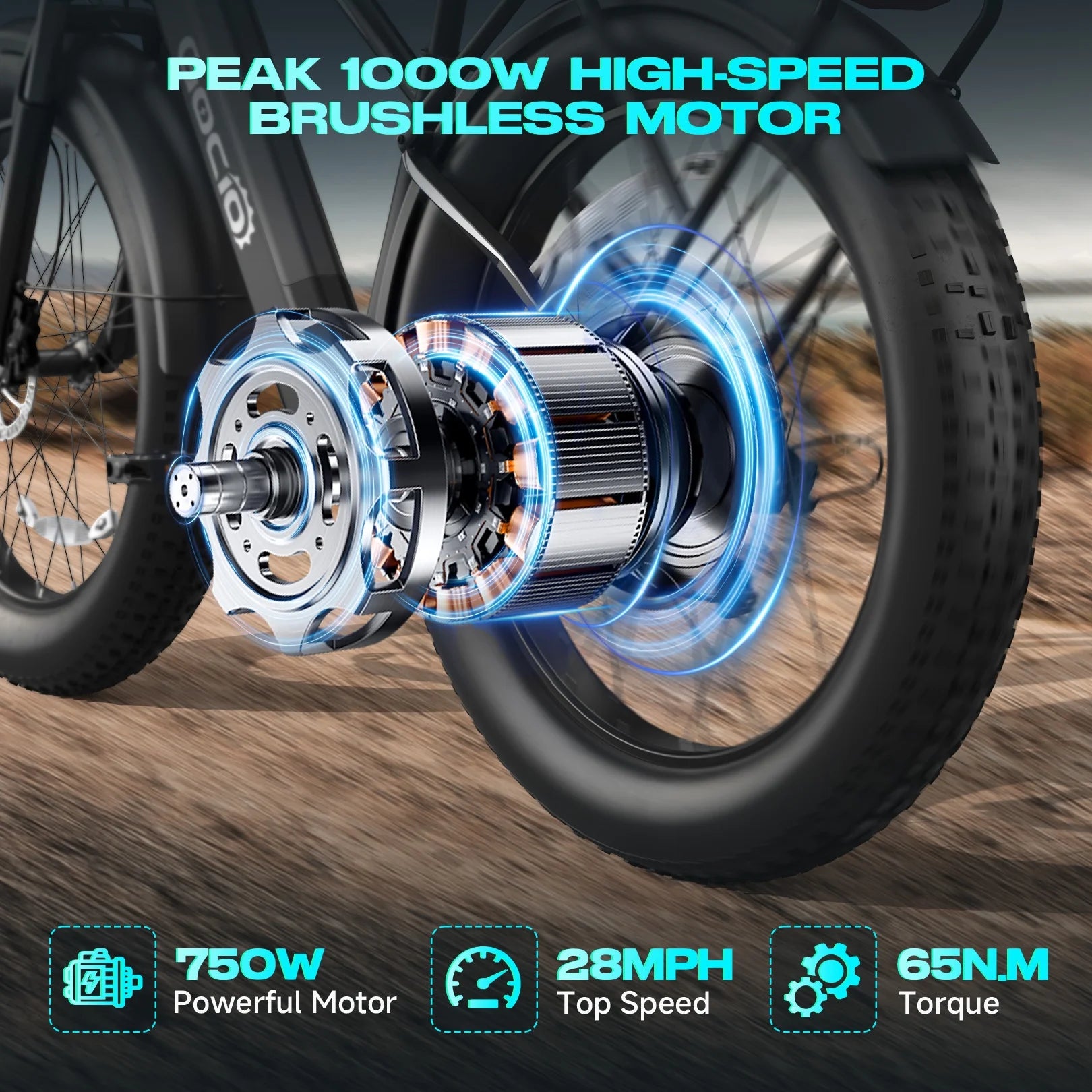 Gocio Electric Bike, 26"x4.0" Fat Tire E - Mountain Bike, Peak 1000W Motor - Product image 17