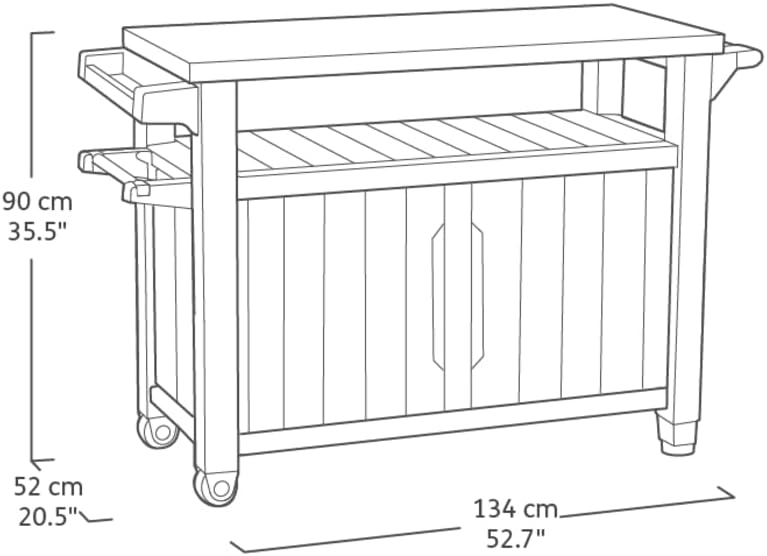 UNITY XL Gray Barbecue Prep Cart - 207 L - 134 x 51.7 x 89.6 cm