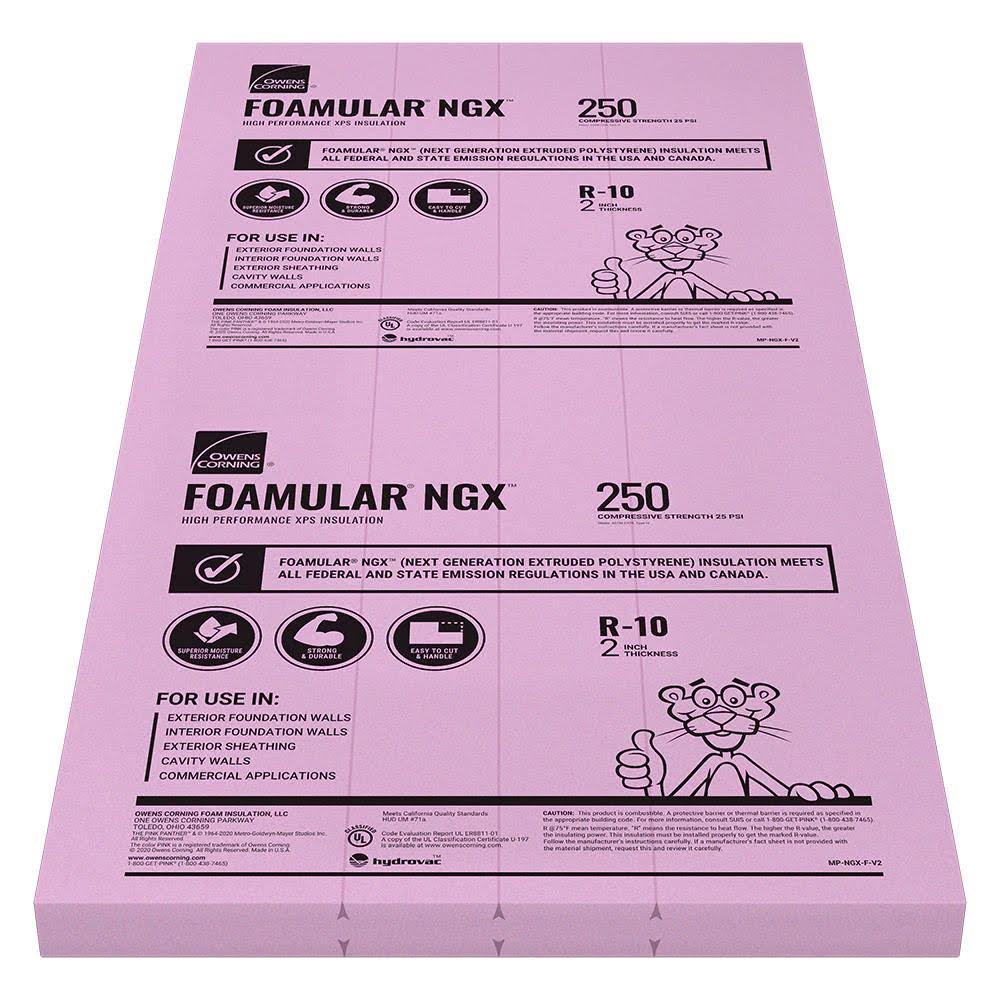Owens Corning R- 10, 2-in x 4-ft x 8-ft Foamular Unfaced Foam Board Insulation - Product image 1