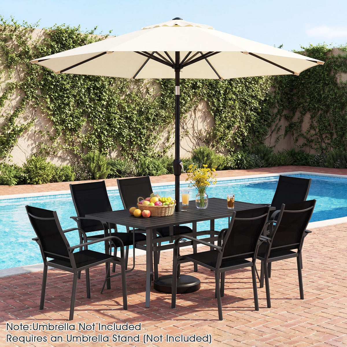 Tangkula 66" x 33" Metal Patio Dining Table for 6 - Product image 2