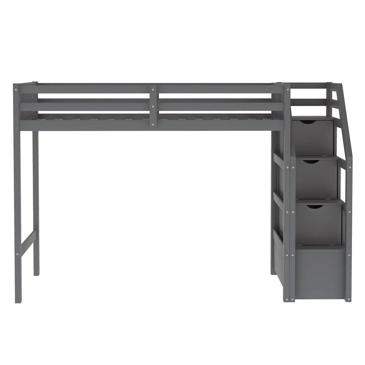 Euroco Wood Stairway Twin Loft Bed with Full Platform and Drawer - Product image 8