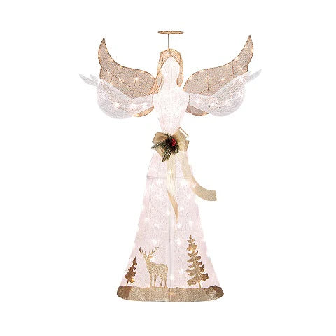 Tangkula 5 FT Lighted Christmas Angel, Outdoor Pre-lit 3D Glittered Angel with 100 Warm White Lights - Product image 2