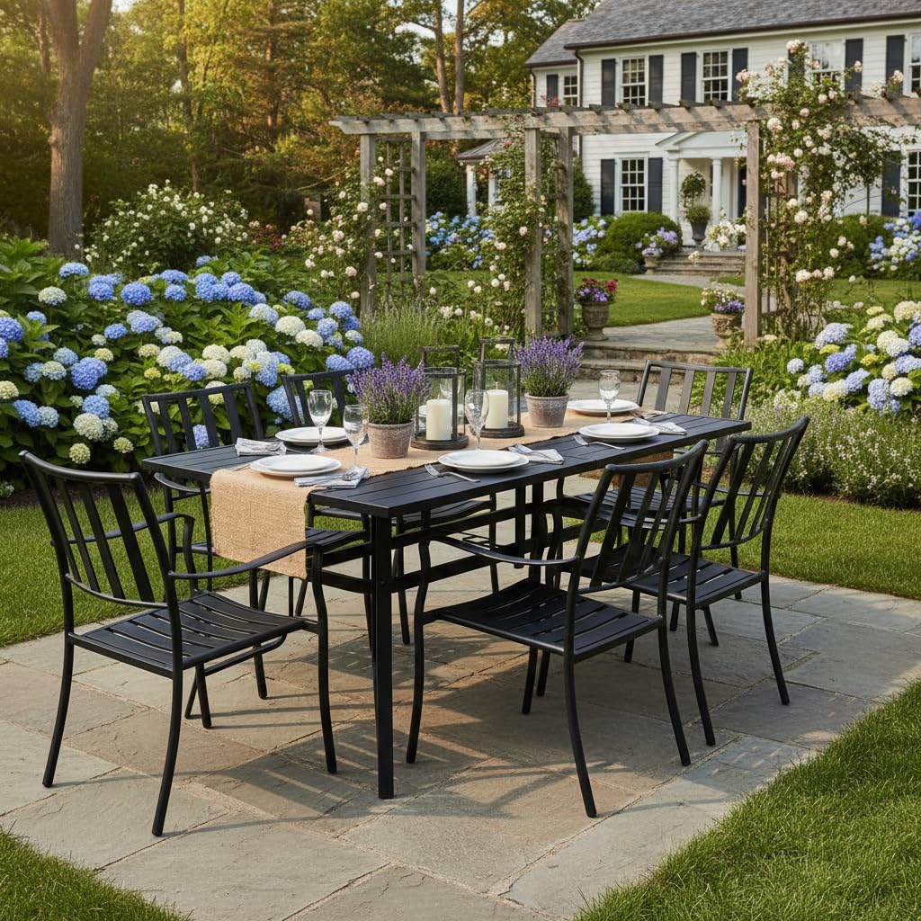 Tangkula 66" x 33" Metal Patio Dining Table for 6 - Product image 4