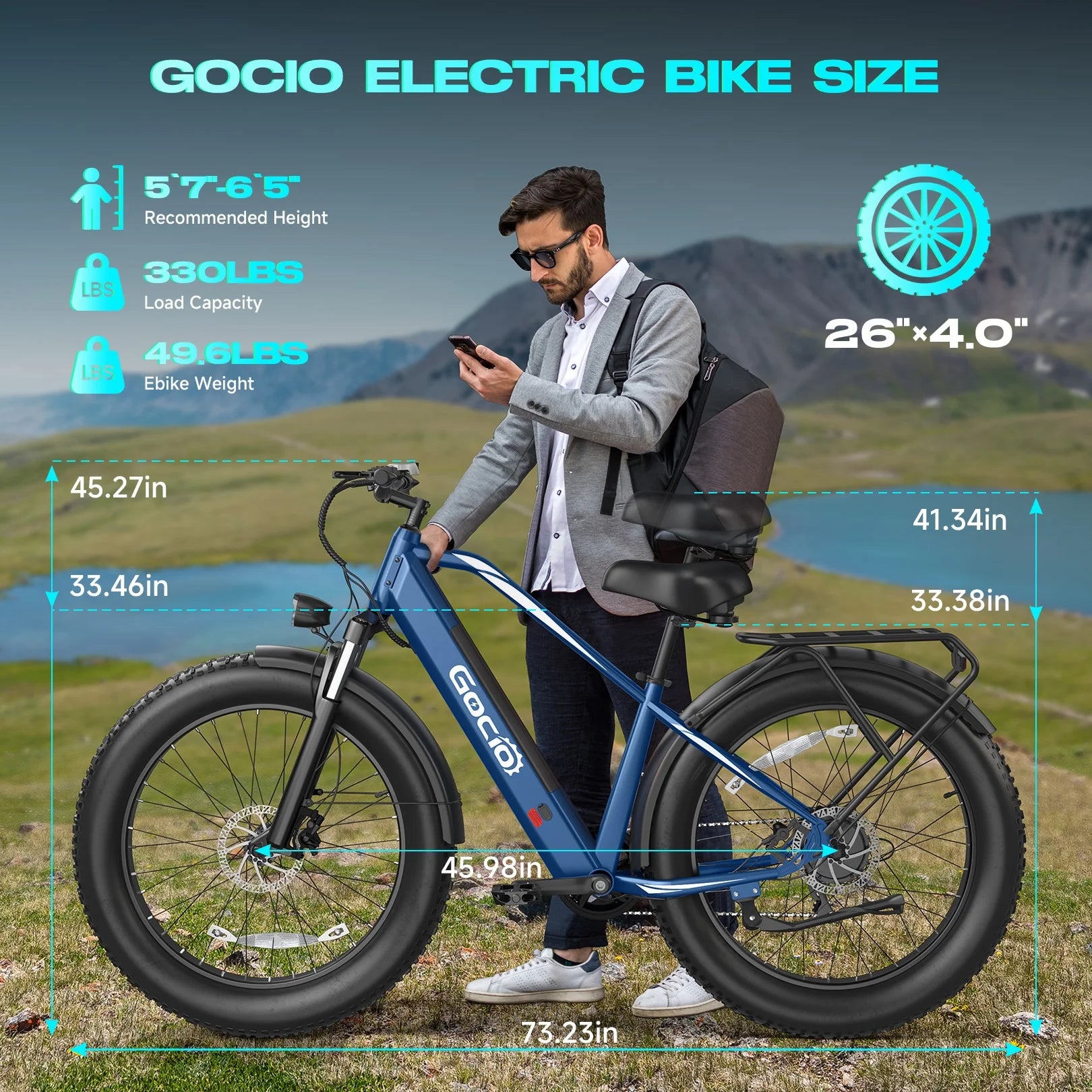 Gocio Electric Bike, 26"x4.0" Fat Tire E - Mountain Bike, Peak 1000W Motor - Product image 2